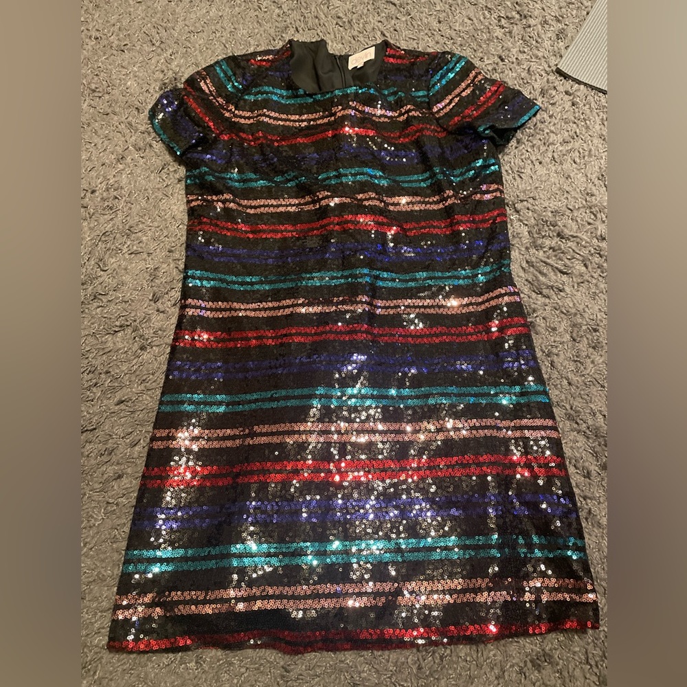 Devlin stripped Sequin mini Dress